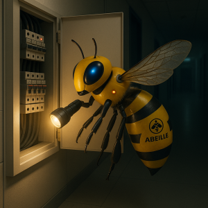 Une abeille inspecte un tableau électrique plongé dans le noir